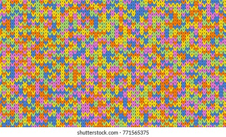 Knitting Melange Texture. Winter Sweater Holiday Design. Knit Background with Empty Space for Text. Vector Knitting Camouflage Pattern