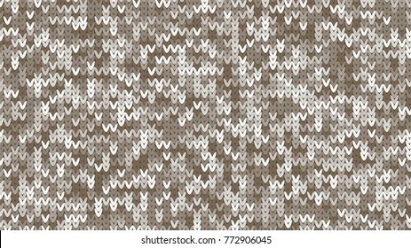 Knitting Melange Texture. Winter Sweater Holiday Design. Knit Background with Empty Space for Text. Vector Knitting Camouflage Pattern