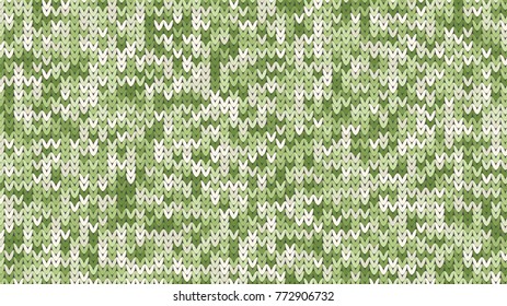 Knitting Melange Texture. Winter Sweater Holiday Design. Knit Background with Empty Space for Text. Vector Knitting Camouflage Pattern