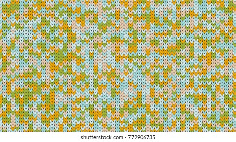Knitting Melange Texture. Winter Sweater Holiday Design. Knit Background with Empty Space for Text. Vector Knitting Camouflage Pattern