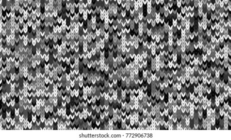 Knitting Melange Texture. Winter Sweater Holiday Design. Knit Background with Empty Space for Text. Vector Knitting Camouflage Pattern