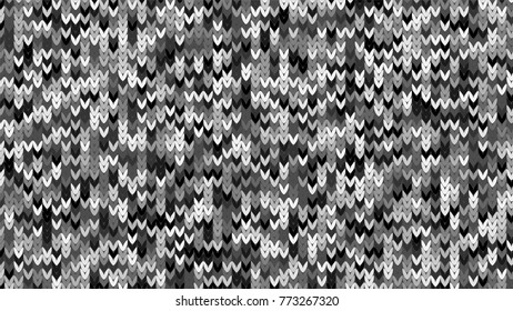 Knitting Melange Texture. Winter Sweater Holiday Design. Knit Background with Empty Space for Text. Vector Knitting Camouflage Pattern