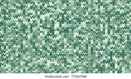 Knitting Melange Texture. Winter Sweater Holiday Design. Knit Background with Empty Space for Text. Vector Knitting Camouflage Pattern