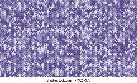 Knitting Melange Texture. Winter Sweater Holiday Design. Knit Background with Empty Space for Text. Vector Knitting Camouflage Pattern