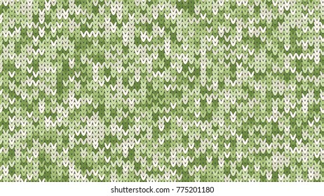 Knitting Melange Texture. Winter Sweater Holiday Design. Knit Background with Empty Space for Text. Vector Knitting Camouflage Pattern