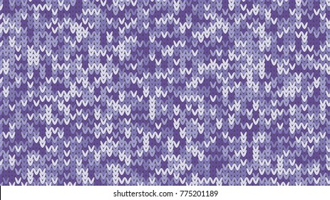 Knitting Melange Texture. Winter Sweater Holiday Design. Knit Background with Empty Space for Text. Vector Knitting Camouflage Pattern
