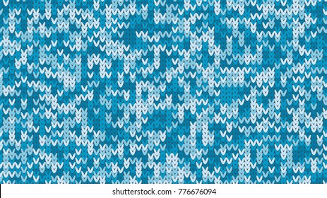 Knitting Melange Texture. Winter Sweater Holiday Design. Knit Background with Empty Space for Text. Vector Knitting Camouflage Pattern