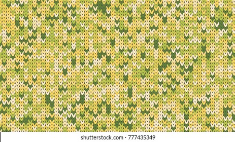 Knitting Melange Texture. Winter Sweater Holiday Design. Knit Background with Empty Space for Text. Vector Knitting Camouflage Pattern