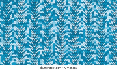 Knitting Melange Texture. Winter Sweater Holiday Design. Knit Background with Empty Space for Text. Vector Knitting Camouflage Pattern