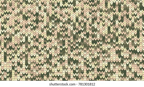 Knitting Melange Texture. Winter Sweater Holiday Design. Knit Background with Empty Space for Text. Vector Knitting Camouflage Pattern