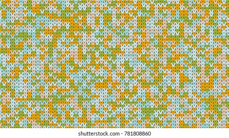 Knitting Melange Texture. Winter Sweater Holiday Design. Knit Background with Empty Space for Text. Vector Knitting Camouflage Pattern
