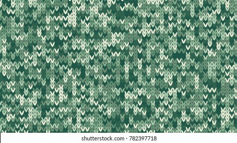Knitting Melange Texture. Winter Sweater Holiday Design. Knit Background with Empty Space for Text. Vector Knitting Camouflage Pattern