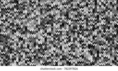 Knitting Melange Texture. Winter Sweater Holiday Design. Knit Background with Empty Space for Text. Vector Knitting Camouflage Pattern