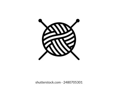 Knitting monoline abstract logo illustration