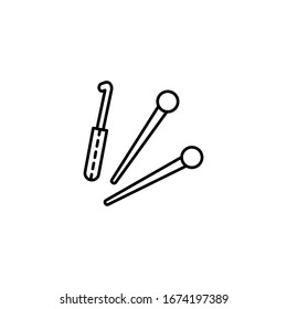 Knitting needle, hook icon. Simple line, outline vector elements of tailor for ui and ux, website or mobile application