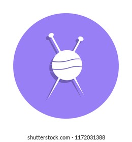 knitting needle icon in badge style. One of Handmade collection icon can be used for UI, UX on white background