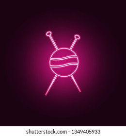 knitting needle icon. Elements of Handmade in neon style icons. Simple icon for websites, web design, mobile app, info graphics