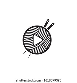 knitting and needle logo with media template