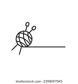 Knitting needles and a ball of thread with long thread. Vector drawing. 