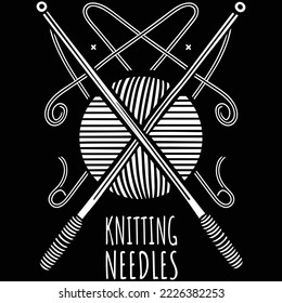 Knitting needles black and white icon