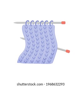 Knitting with needles. Cute hand drawn tailor shop elements. Vector illustration in flat cartoon style.