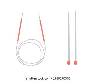 Knitting needles. Cute hand drawn tailor shop elements. Vector illustration in flat cartoon style.