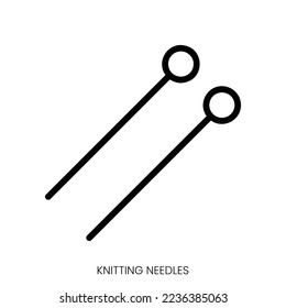 knitting needles icon. Line Art Style Design Isolated On White Background