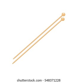 Knitting Needles Isolated On A White Background. Vector