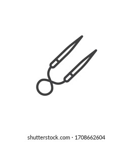 Knitting needles line icon. linear style sign for mobile concept and web design. Needles for knitting outline vector icon. Symbol, logo illustration. Vector graphics