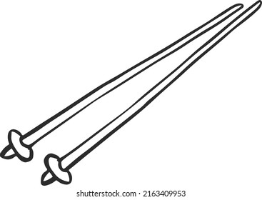Agujas de punto en ilustración vectorial de línea