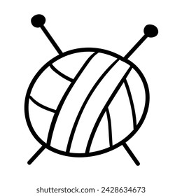 Knitting needles. Outline isolated icon. Vector illustration on white background.