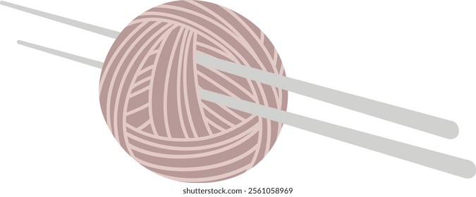 Knitting needles are skillfully maneuvering through a ball of yarn, creating a cozy and handmade craft, perfect for winter warmth and hobbies