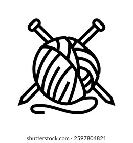 knitting needles slow living line icon vector. knitting needles slow living sign. isolated contour symbol black illustration