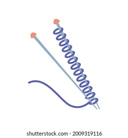 knitting needles and thread isolated icon