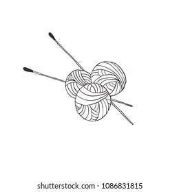 Nadeln und Fäden zum Knittern. Logo oder Etikett der Linie.