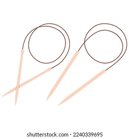 Knitting needles. Knitting tool. Hobby time, handmade things.