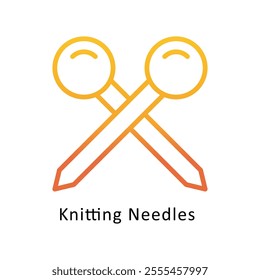 Knitting Needles Vector Gradient Outline Icon. Eps 10 File 