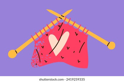 Knitting needles vector hand drawn