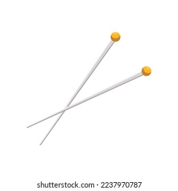 Knitting needles vector illustration. Crochet tool on white background. Winter or autumn, clothes, accessories concept