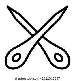 Knitting Needles Vector Line Icon Design