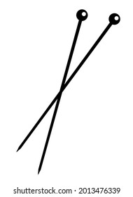 Knitting needles. Knitting needles - vector silhouette illustration for logo or pictogram. Handmade tool - sign or symbol for identity