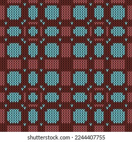 Сhristmas Knitting needles wool seamless pattern. Vector illustration  Colors: Fuzzy Wuzzy Brown, Pueblo, Aqua