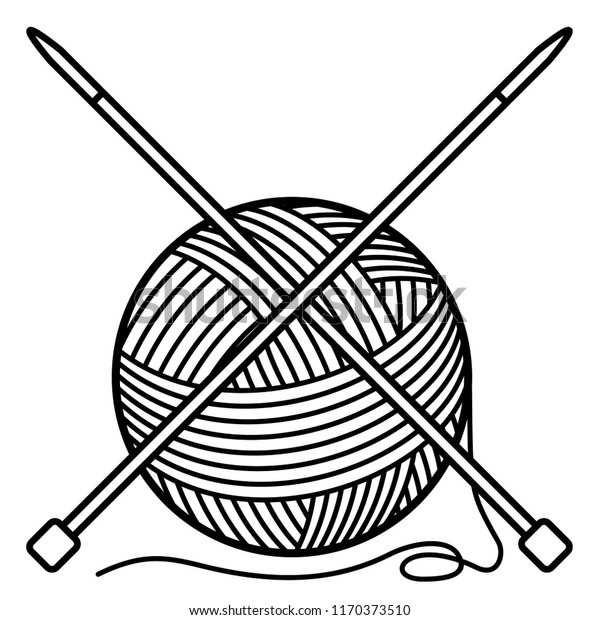 Knitting Needles Yarn Ball Vector Flat Stock Vector Royalty
