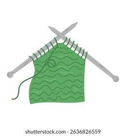 Knitting with knitting needles and yarn. Creative hobby, master class, DIY workshop, craft workshops.Arts and crafts, knitting pink pattern, handmade crafts.