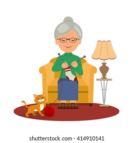 Granny Knitting Images Stock Photos Vectors Shutterstock
