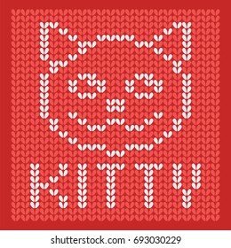 Knitting Pattern of a Cat. Vector Illustration.