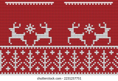 Tarjeta navideña de patrón de punto. alegre navidad y feliz cartel vectorial de los días de invierno