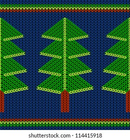 Knitting pattern with conifer trees