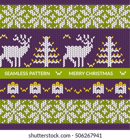Knitting pattern with deers. Vector illustration