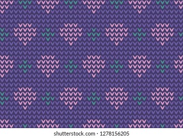Knitting pattern geometric background round element motif abstract minimalist fabric print classic ornament graphic style. Casual repeat textile design, green, pink, violet color minimal allover print